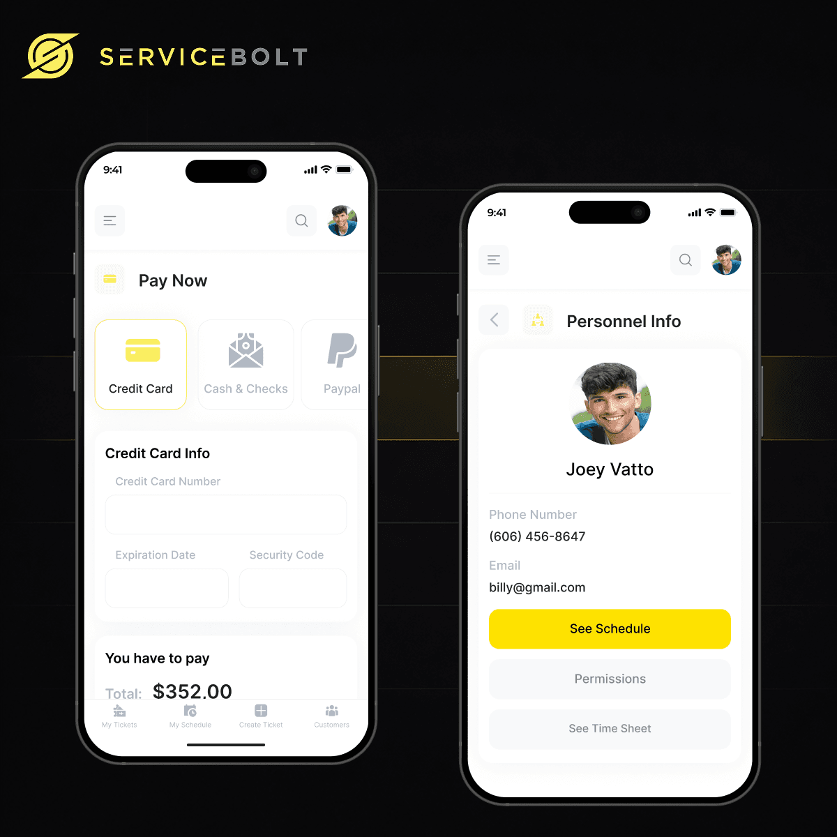 Service Bolt- Customer Management Mobile App
