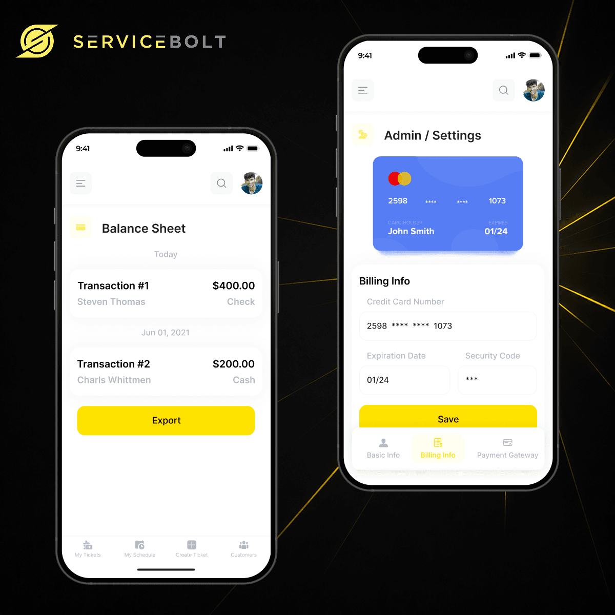 Service Bolt- Customer Management Mobile App